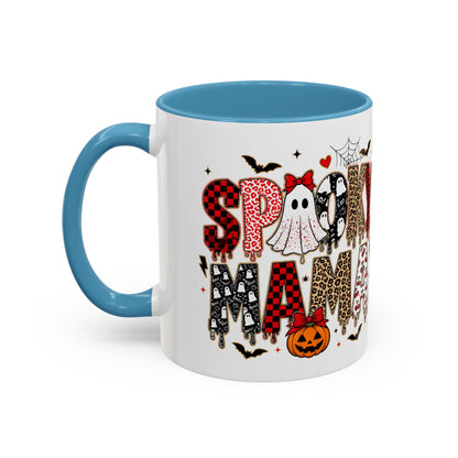 Spooky Mama Accent Coffee Mug — Halloween Ghost Pumpkin 11/15oz