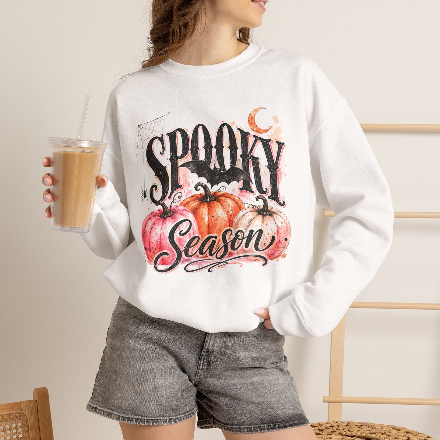 "Spooky Season" Pumpkin Halloween Graphic Crewneck Sweatshirt