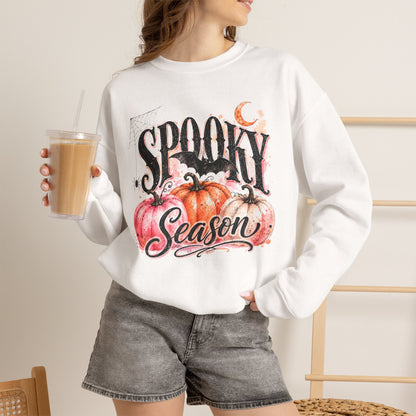 "Spooky Season" Pumpkin Halloween Graphic Crewneck Sweatshirt