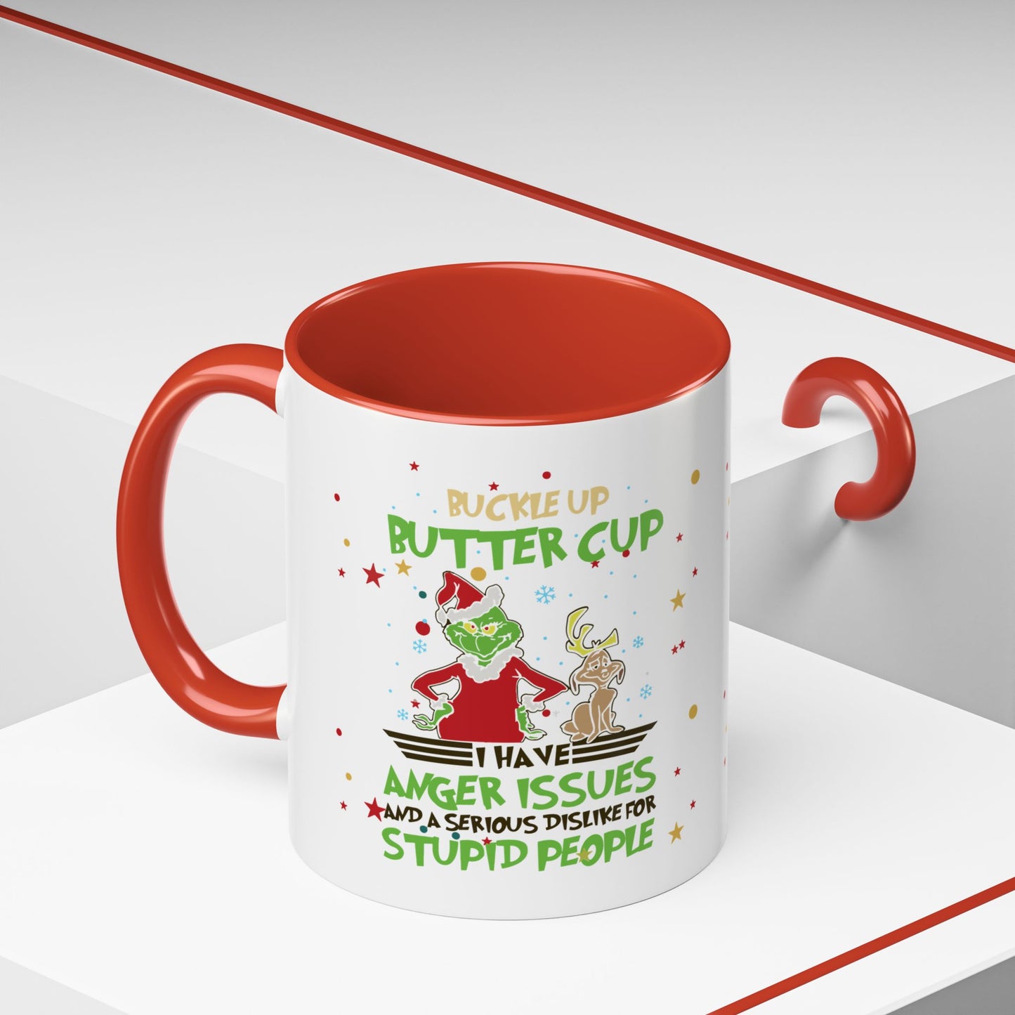 Funny Grinch Christmas Coffee Mug – "I Have Anger Issues" Holiday Accent Mug