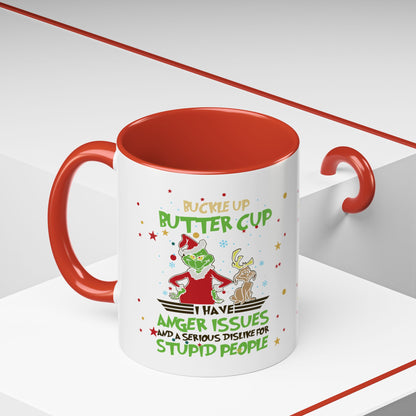 Funny Grinch Christmas Coffee Mug – "I Have Anger Issues" Holiday Accent Mug