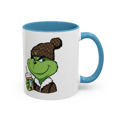 Grinch Luxury Winter Coffee Mug – Designer Beanie & Holiday Drink Cartoon (11/15oz)