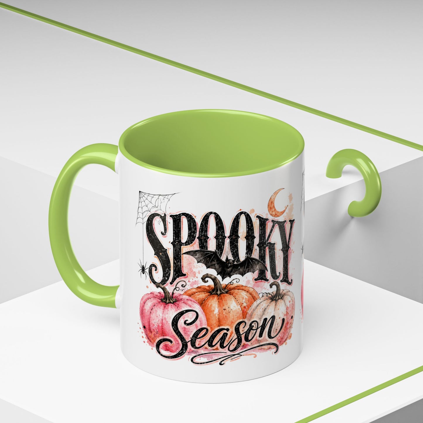 Spooky Season Accent Coffee Mug — Halloween Pumpkin & Moon Design (11/15oz)