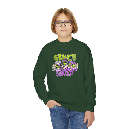 Grinch Squad Youth Crewneck Sweatshirt — Kids Funny Holiday Pullover
