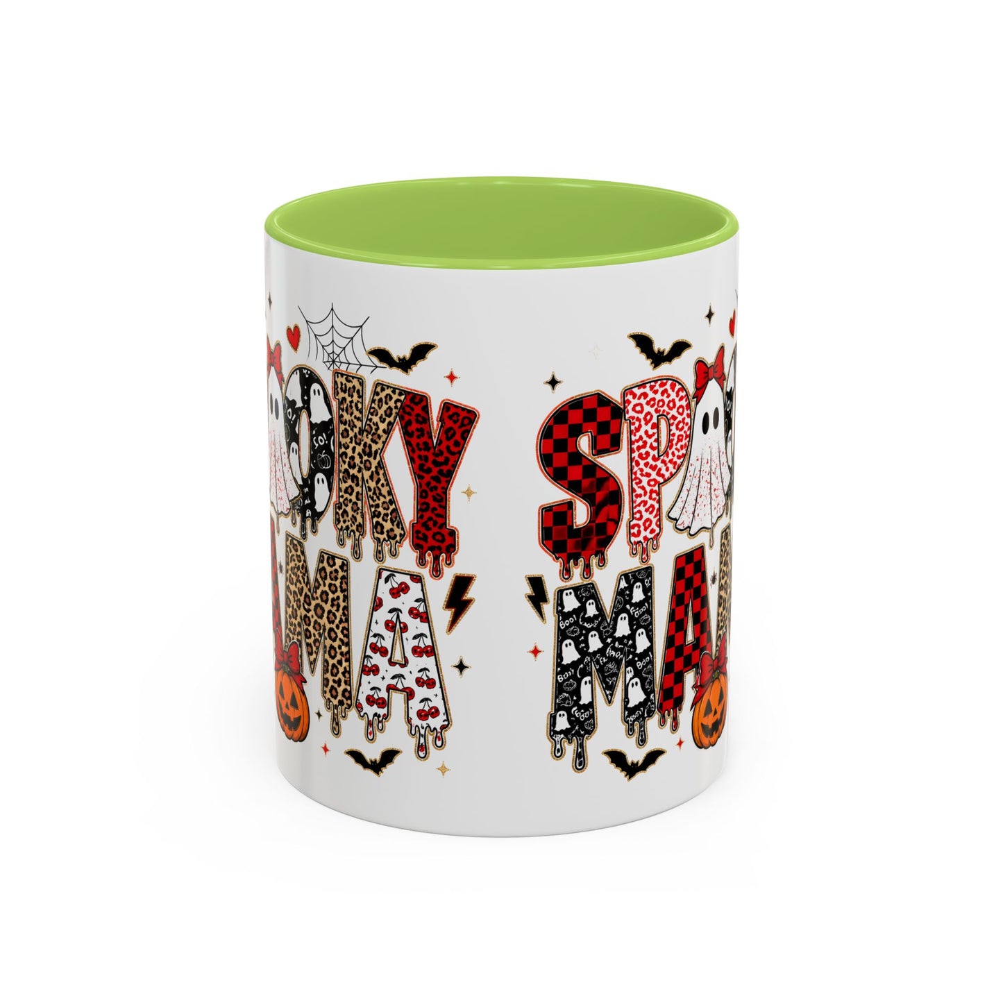 Spooky Mama Accent Coffee Mug — Halloween Ghost Pumpkin 11/15oz