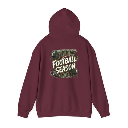 Football Season Hoodie — Vintage Helmets & Plaid Back Graphic