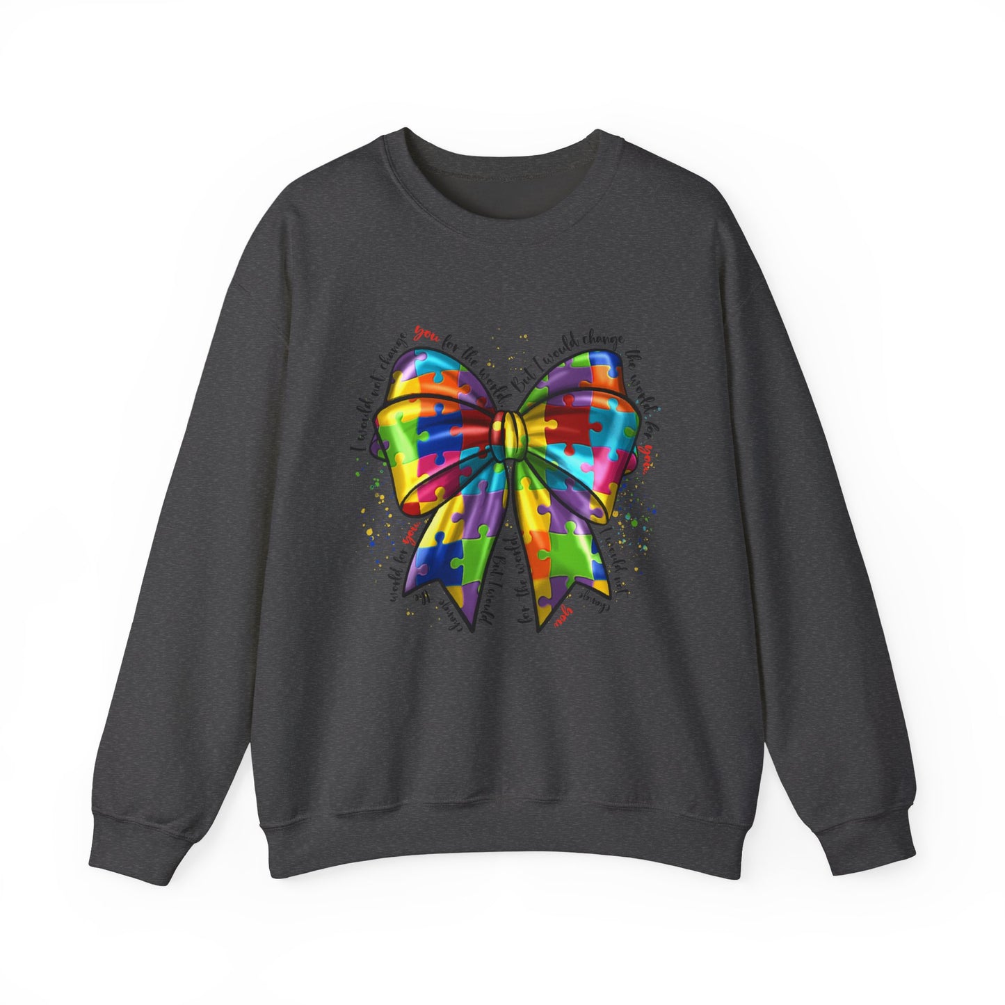 Rainbow Puzzle Bow Sweatshirt — Autism Awareness Crewneck