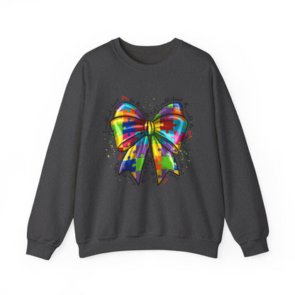 Rainbow Puzzle Bow Sweatshirt — Autism Awareness Crewneck