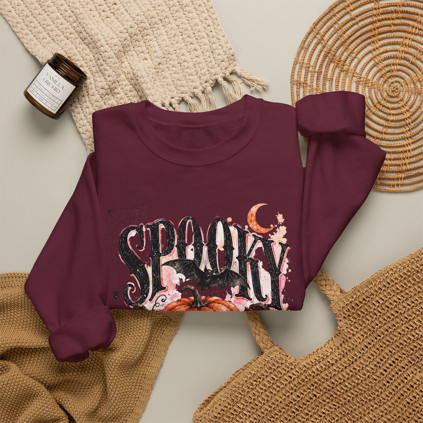 "Spooky Season" Pumpkin Halloween Graphic Crewneck Sweatshirt