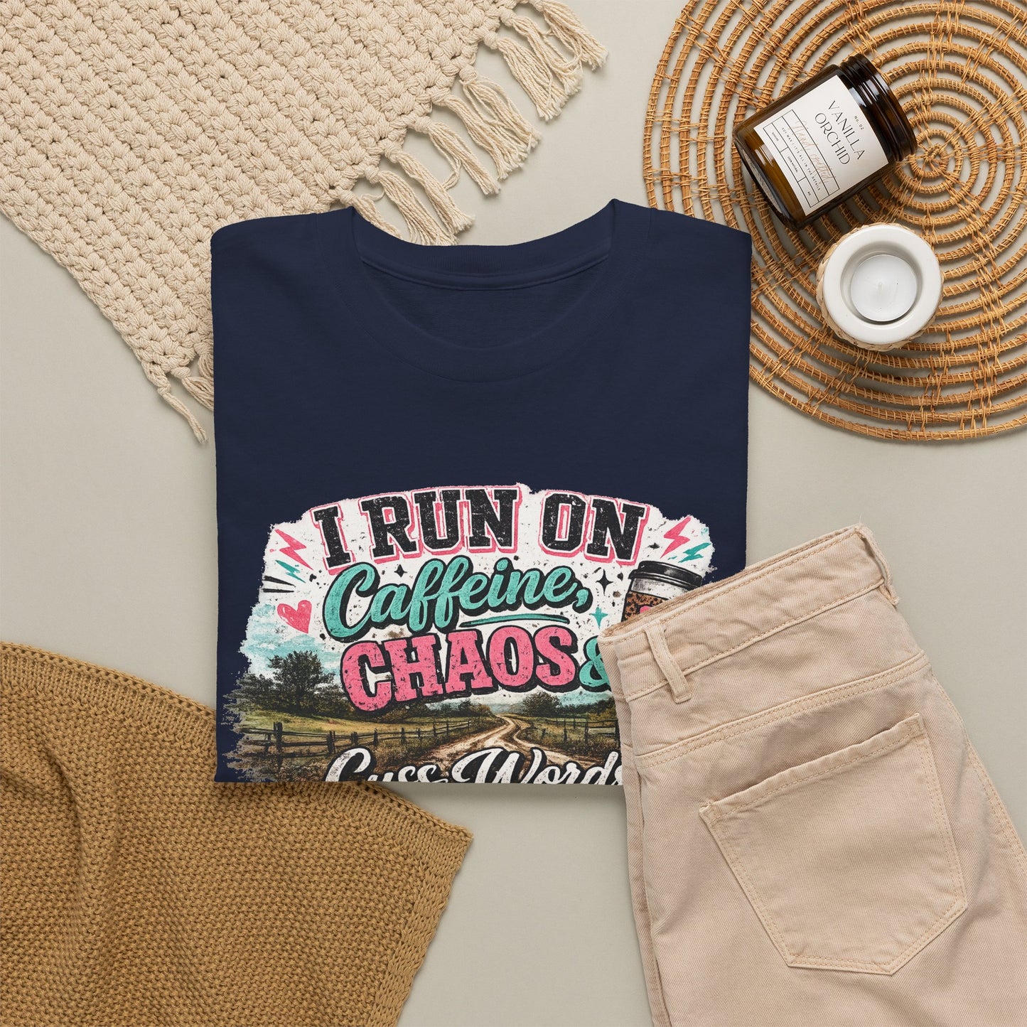 “I Run on Caffeine, Chaos & Cuss Words” Graphic Tee