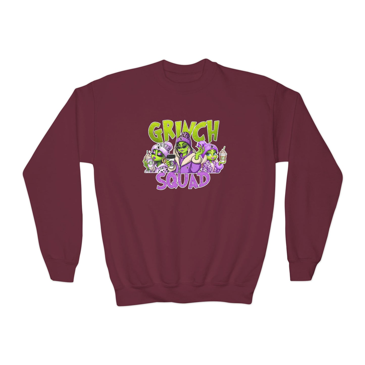 Grinch Squad Youth Crewneck Sweatshirt — Kids Funny Holiday Pullover