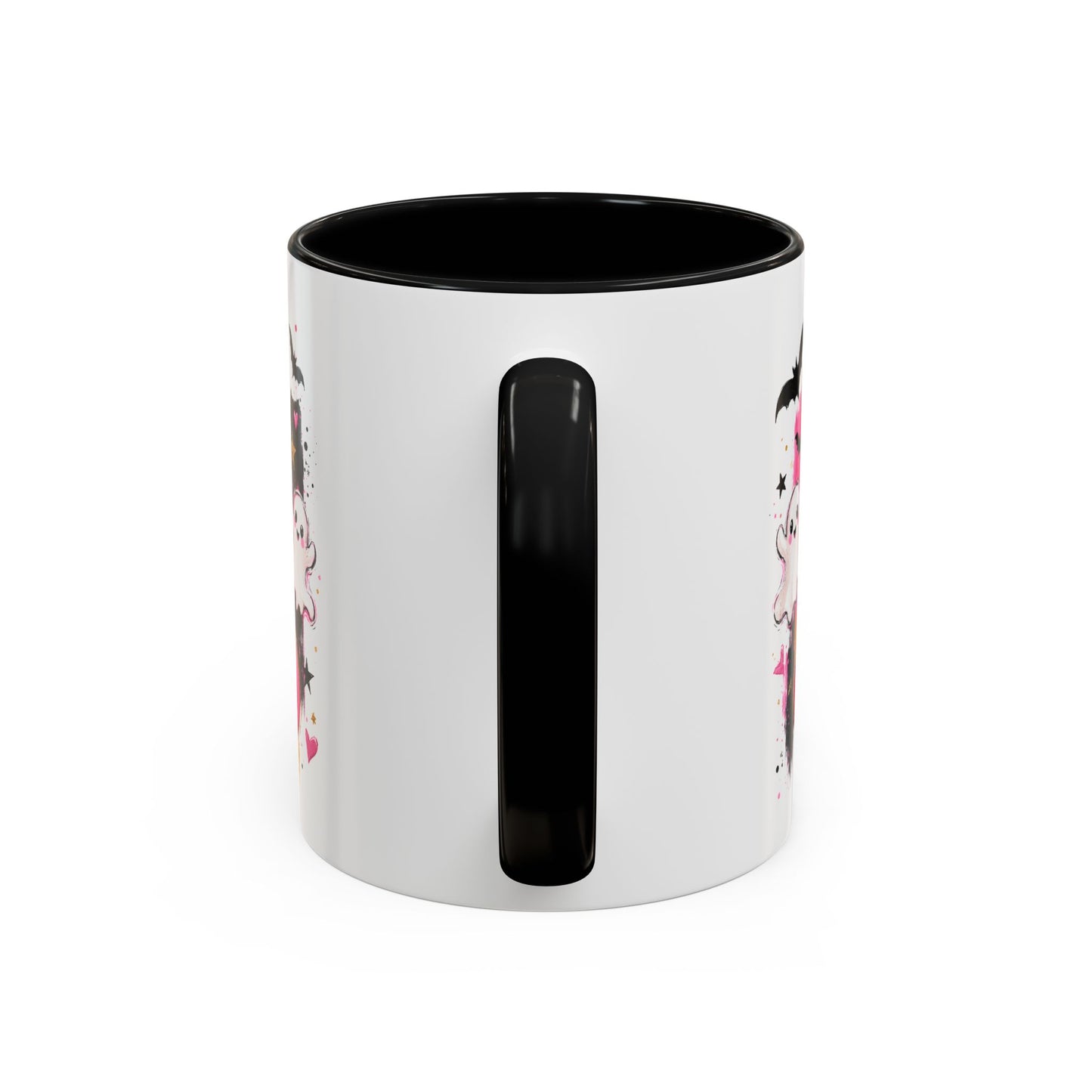 Halloween Pink Pumpkin Coffee Mug — Cute Ghosts & Bow Accent Mug (11/15oz)