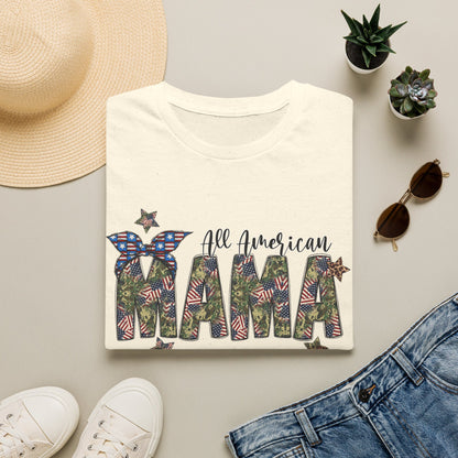 All American Mama T-Shirt — Patriotic Floral USA Mom Tee