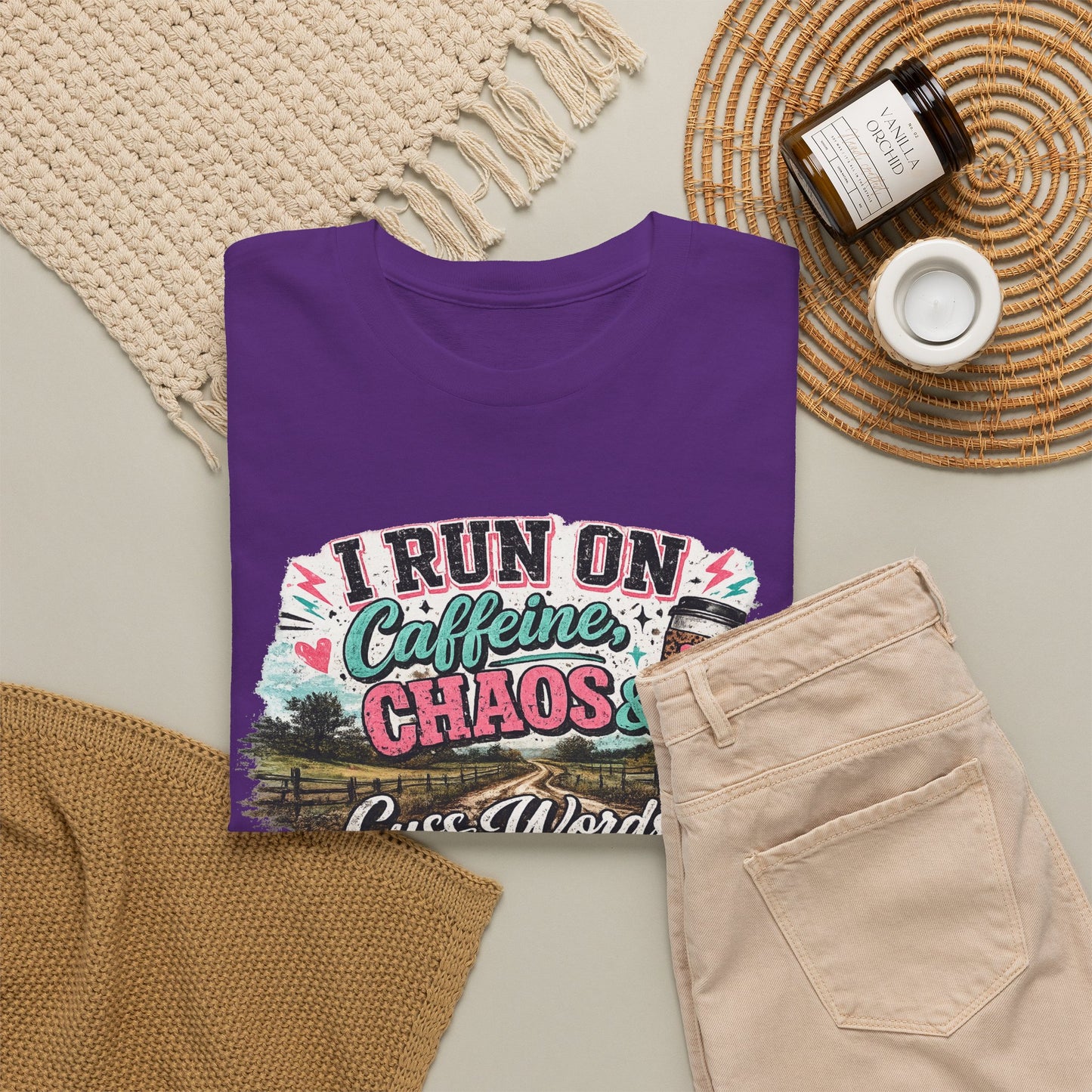 “I Run on Caffeine, Chaos & Cuss Words” Graphic Tee