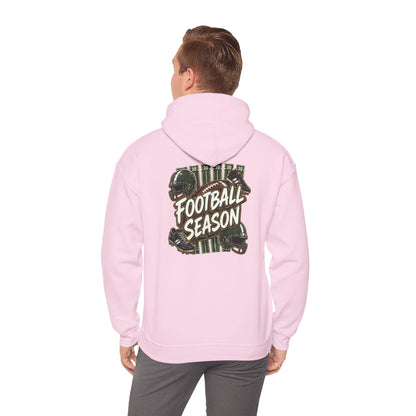 Football Season Hoodie — Vintage Helmets & Plaid Back Graphic
