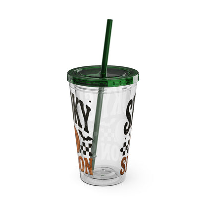 Spooky Season 16oz Tumbler with Straw — Halloween Pumpkin Travel Cup