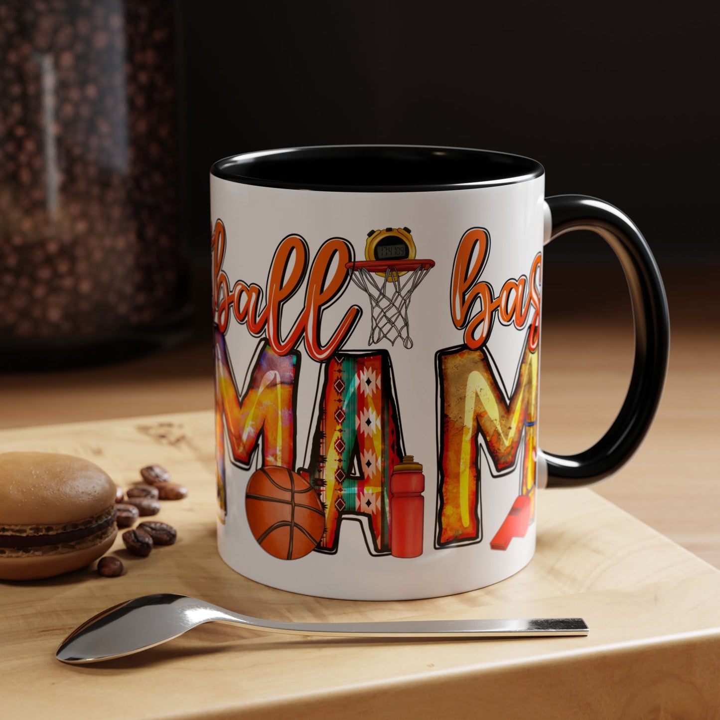 Basketball Mom Accent Coffee Mug – Colorful Sports Mom Gift (11/15oz)