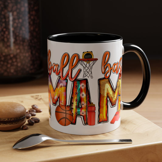 Basketball Mom Accent Coffee Mug – Colorful Sports Mom Gift (11/15oz)