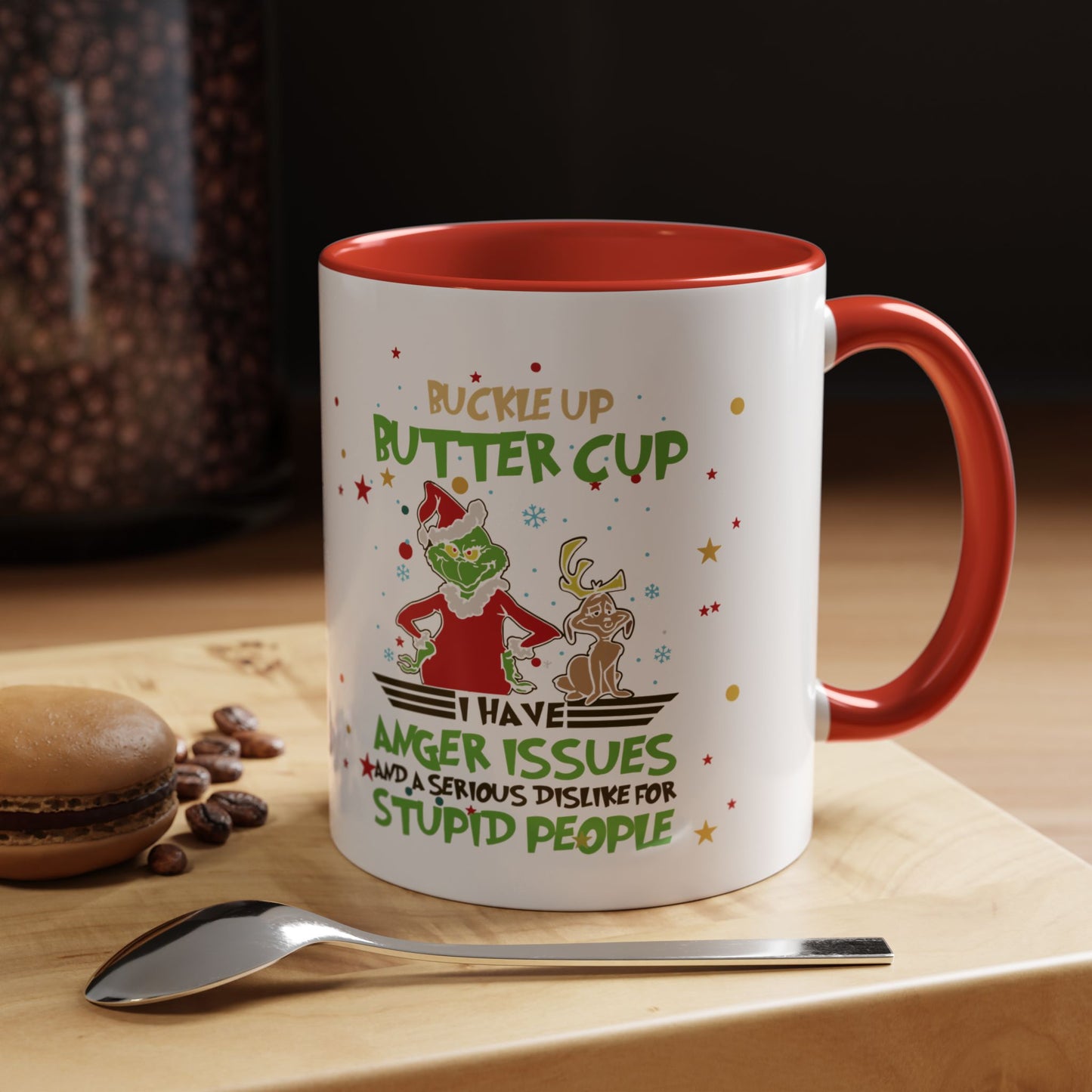 Funny Grinch Christmas Coffee Mug – "I Have Anger Issues" Holiday Accent Mug