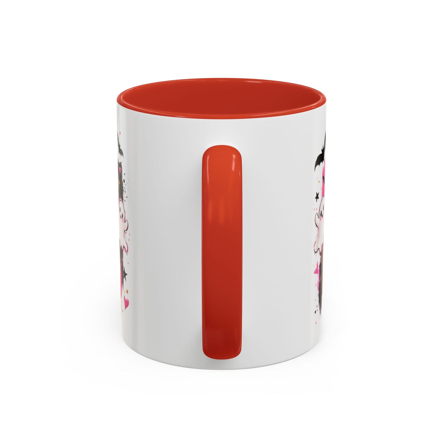 Halloween Pink Pumpkin Coffee Mug — Cute Ghosts & Bow Accent Mug (11/15oz)