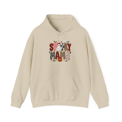Spooky Mama Hoodie - Cute Halloween Mom Sweatshirt with Pumpkin & Ghosts