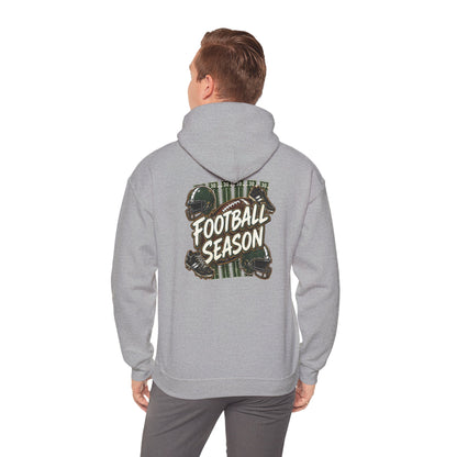 Football Season Hoodie — Vintage Helmets & Plaid Back Graphic