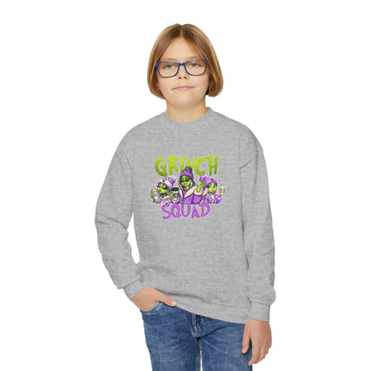 Grinch Squad Youth Crewneck Sweatshirt — Kids Funny Holiday Pullover