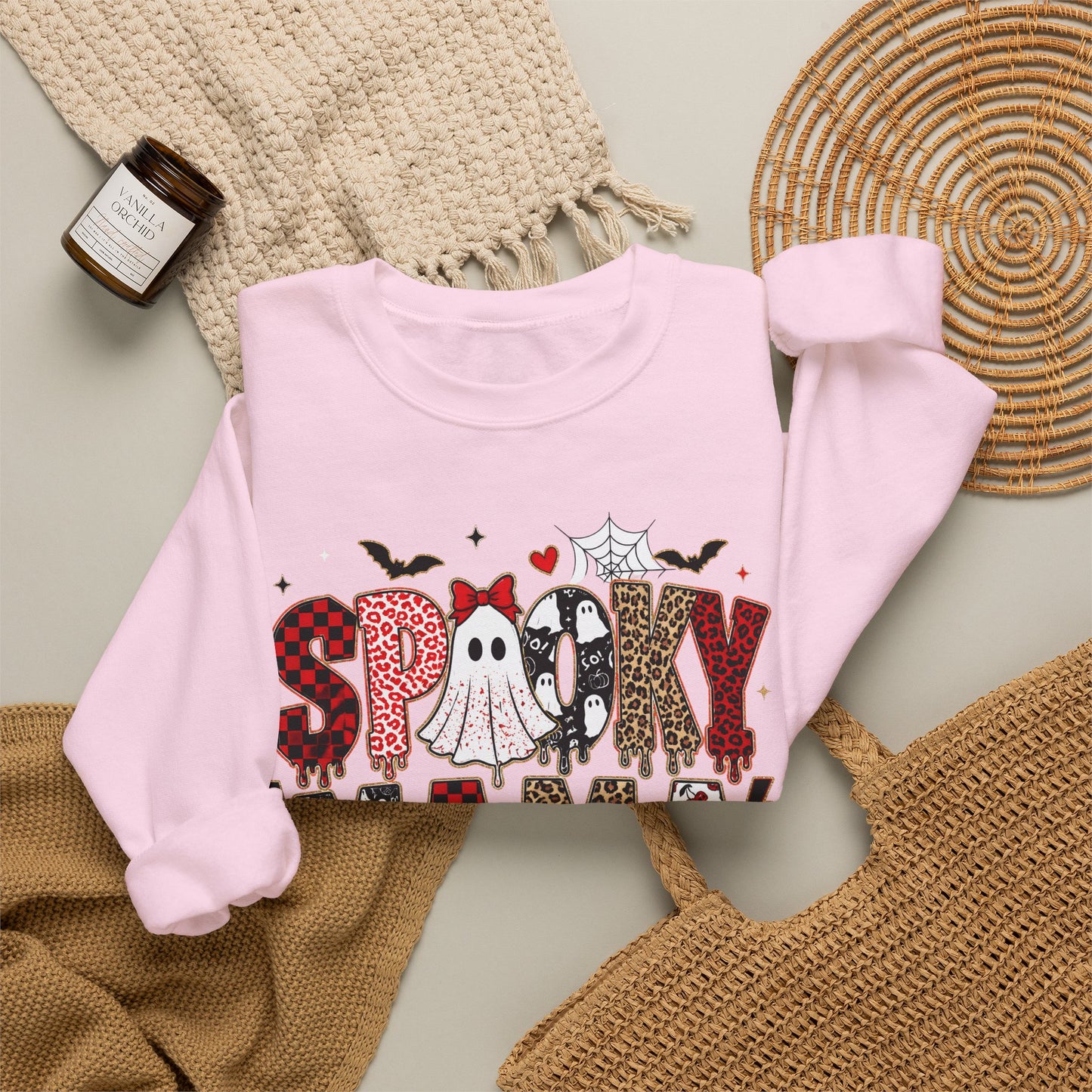 Spooky Mama Sweatshirt — Cute Halloween Ghosts & Pumpkin Graphic