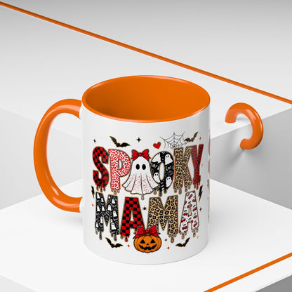 Spooky Mama Accent Coffee Mug — Halloween Ghost Pumpkin 11/15oz