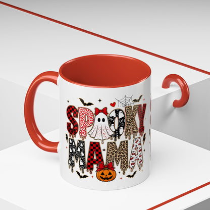 Spooky Mama Accent Coffee Mug — Halloween Ghost Pumpkin 11/15oz