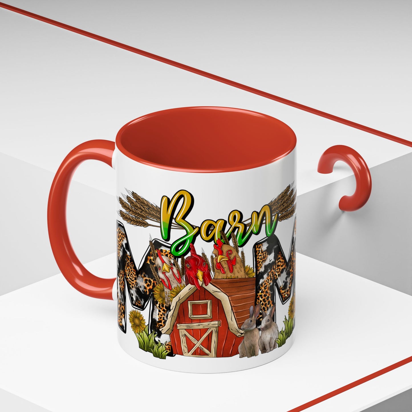 Barn MOM Coffee Mug — Leopard Print Farmhouse Accent Mug (11/15 oz)