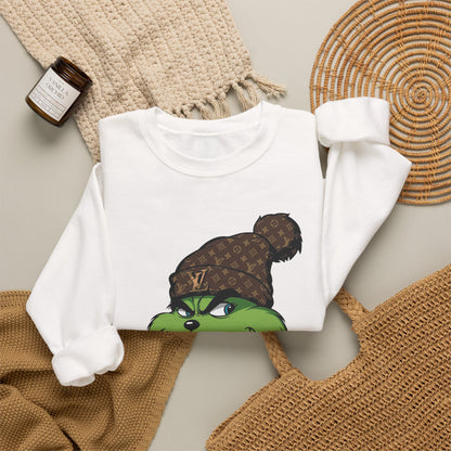 Grinch Winter Cozy Crewneck Sweatshirt — Holiday Coffee Graphic