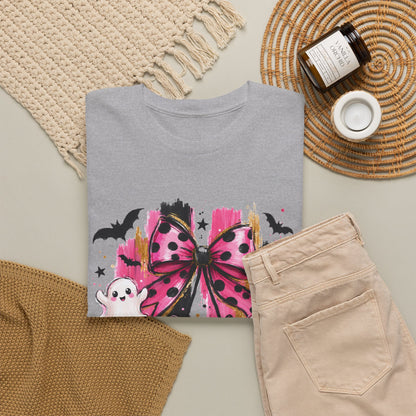 Halloween Pink Pumpkin Tee — Cute Ghosts & Polka Dot Bow Halloween T-Shirt