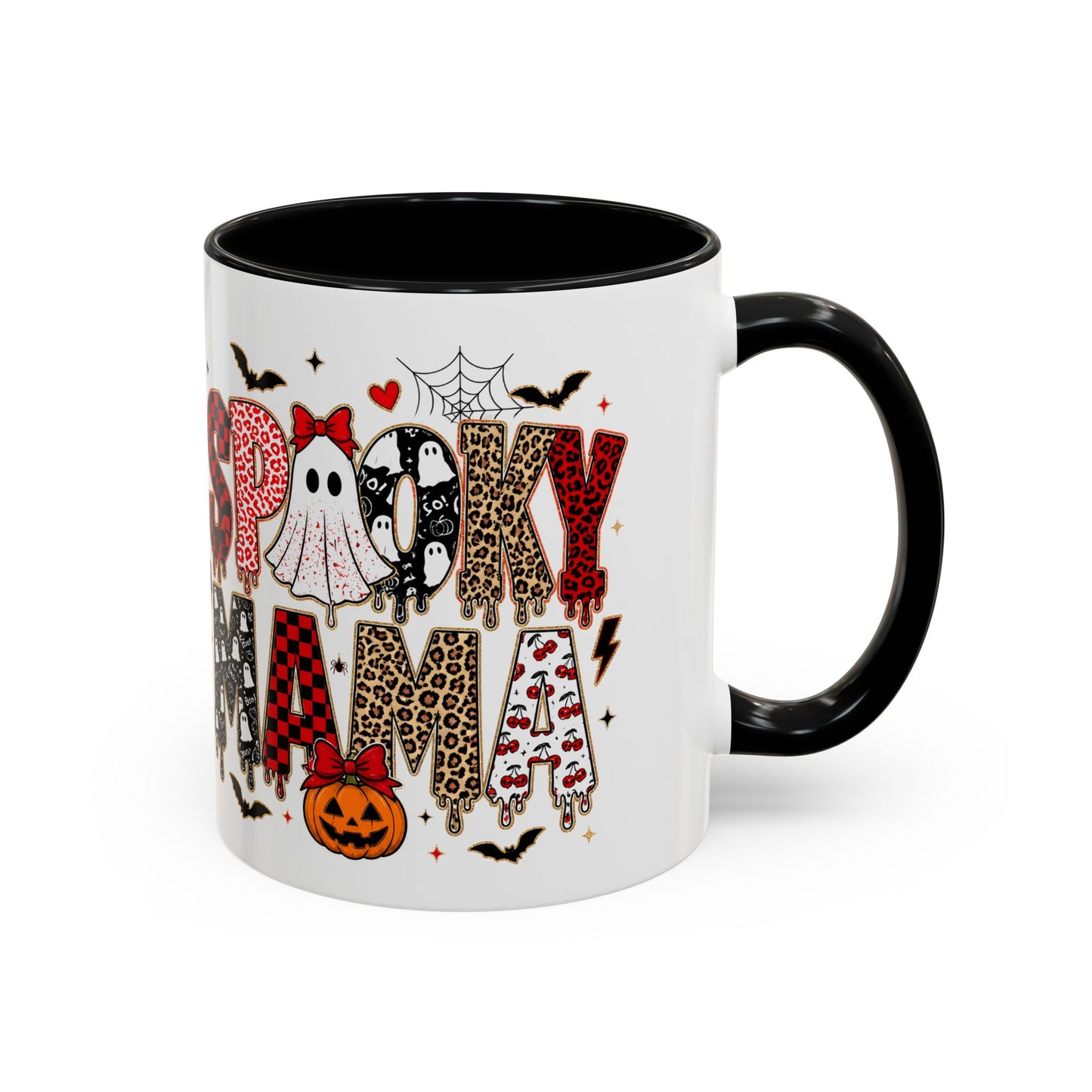 Spooky Mama Accent Coffee Mug — Halloween Ghost Pumpkin 11/15oz