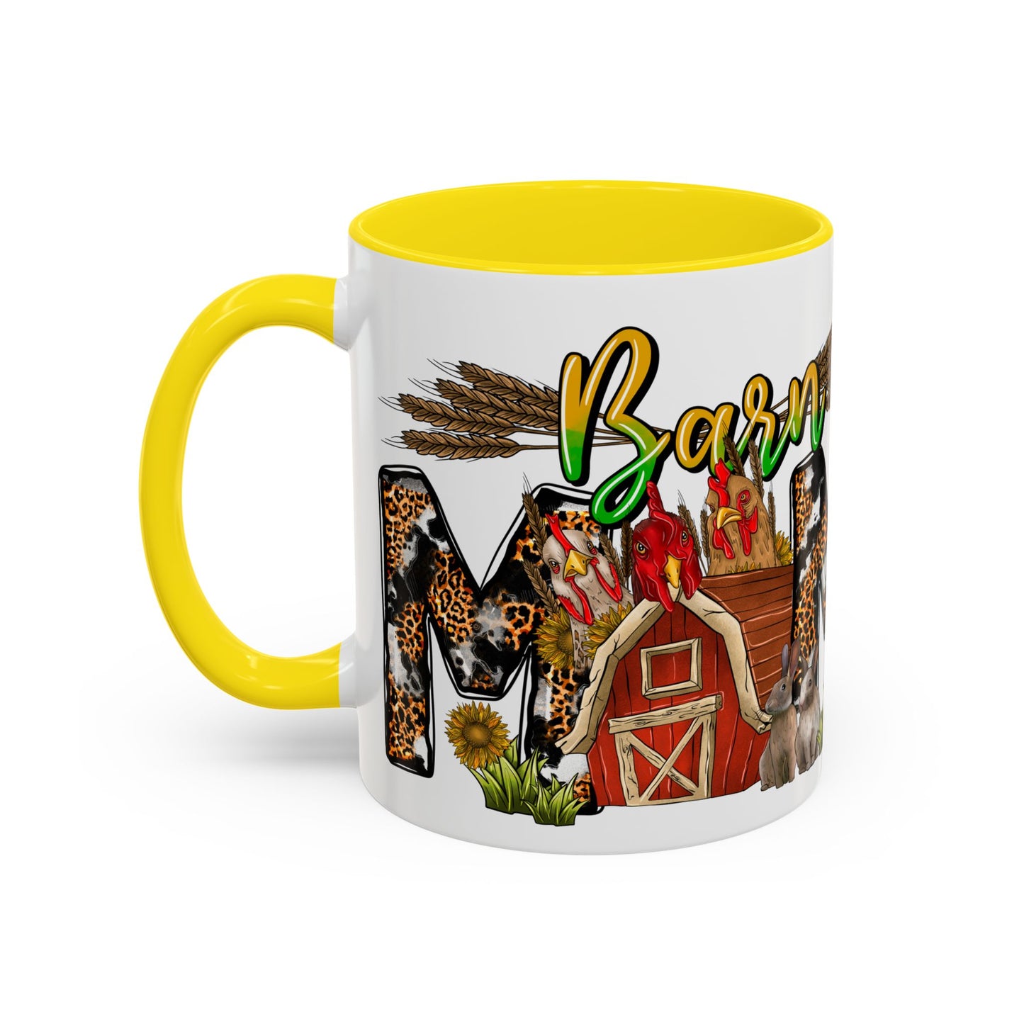 Barn MOM Coffee Mug — Leopard Print Farmhouse Accent Mug (11/15 oz)