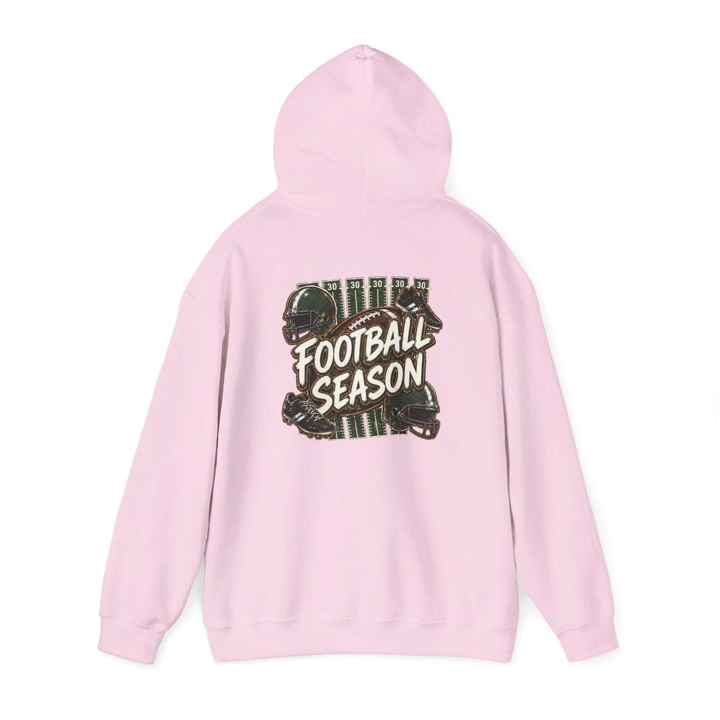 Football Season Hoodie — Vintage Helmets & Plaid Back Graphic