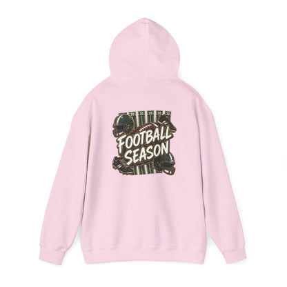 Football Season Hoodie — Vintage Helmets & Plaid Back Graphic