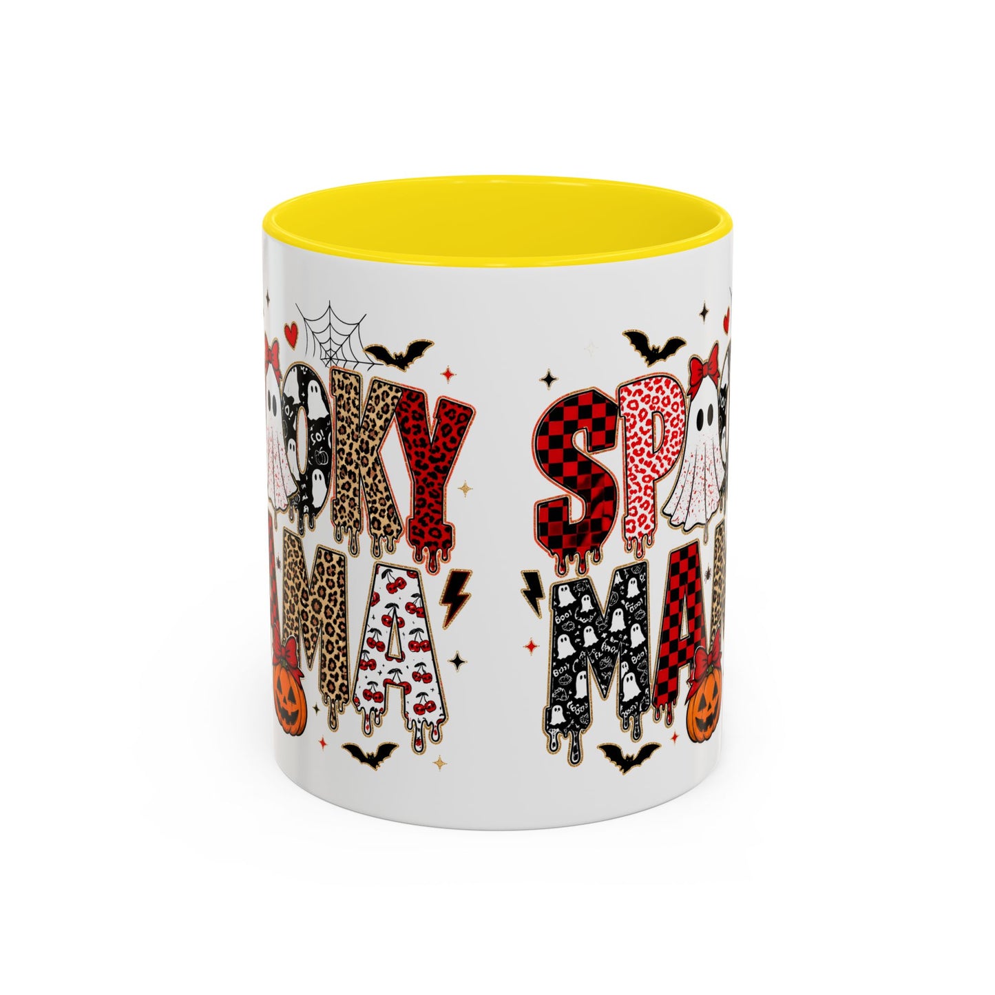 Spooky Mama Accent Coffee Mug — Halloween Ghost Pumpkin 11/15oz