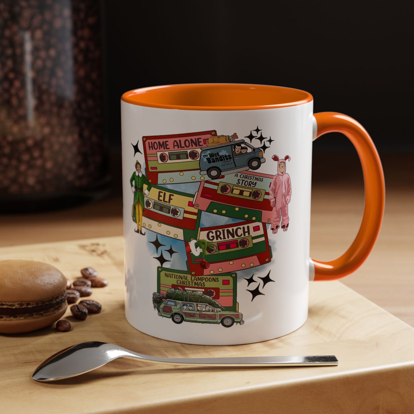 Christmas Movie Collage Coffee Mug – Home Alone, Elf & Grinch Accent Mug