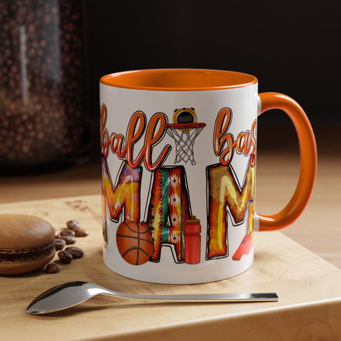 Basketball Mom Accent Coffee Mug – Colorful Sports Mom Gift (11/15oz)