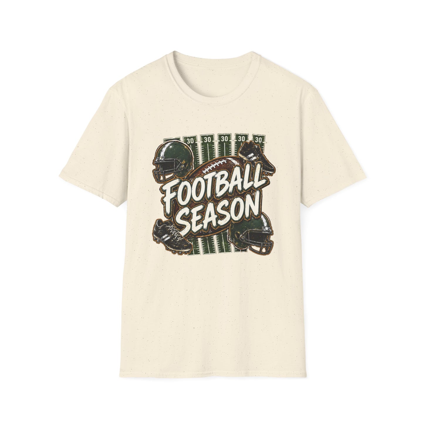 Football Season Graphic Tee Vintage Helmet & Ball Design