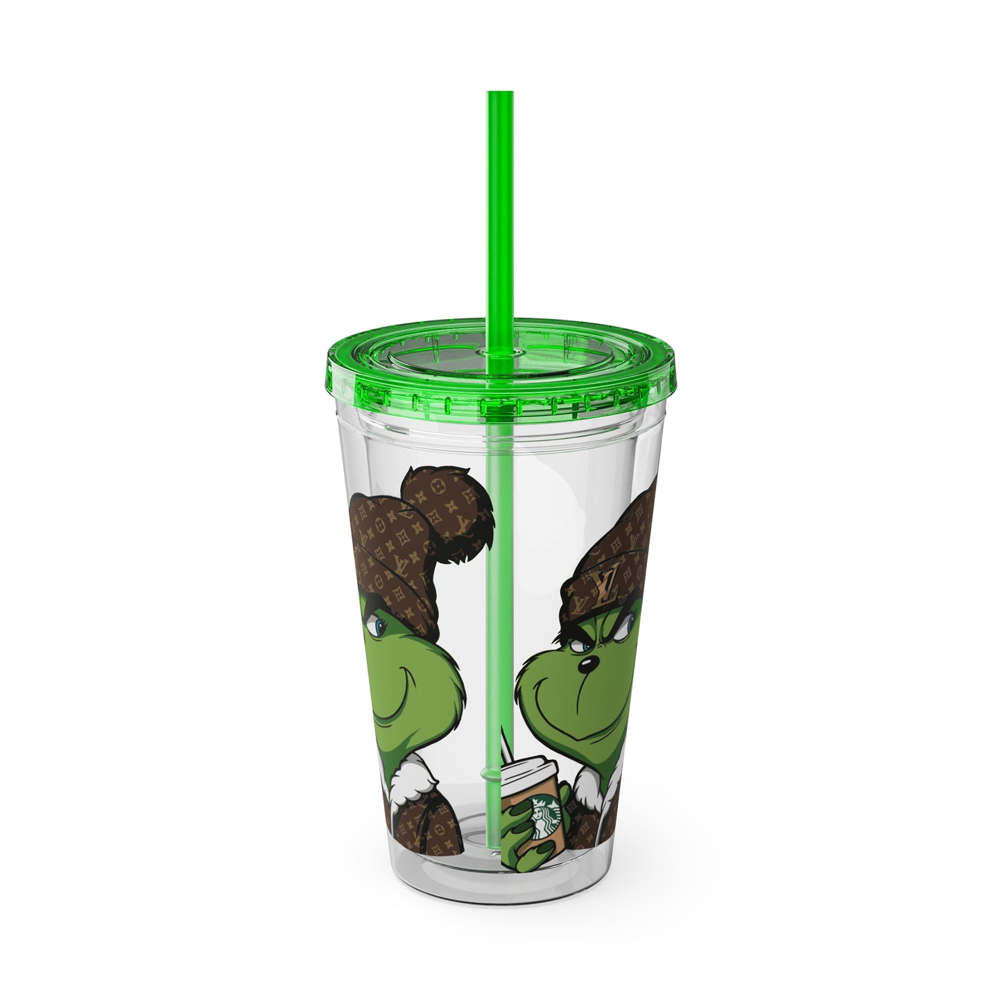 Grinch Streetwear 16oz Tumbler with Straw — Luxury Beanie Design