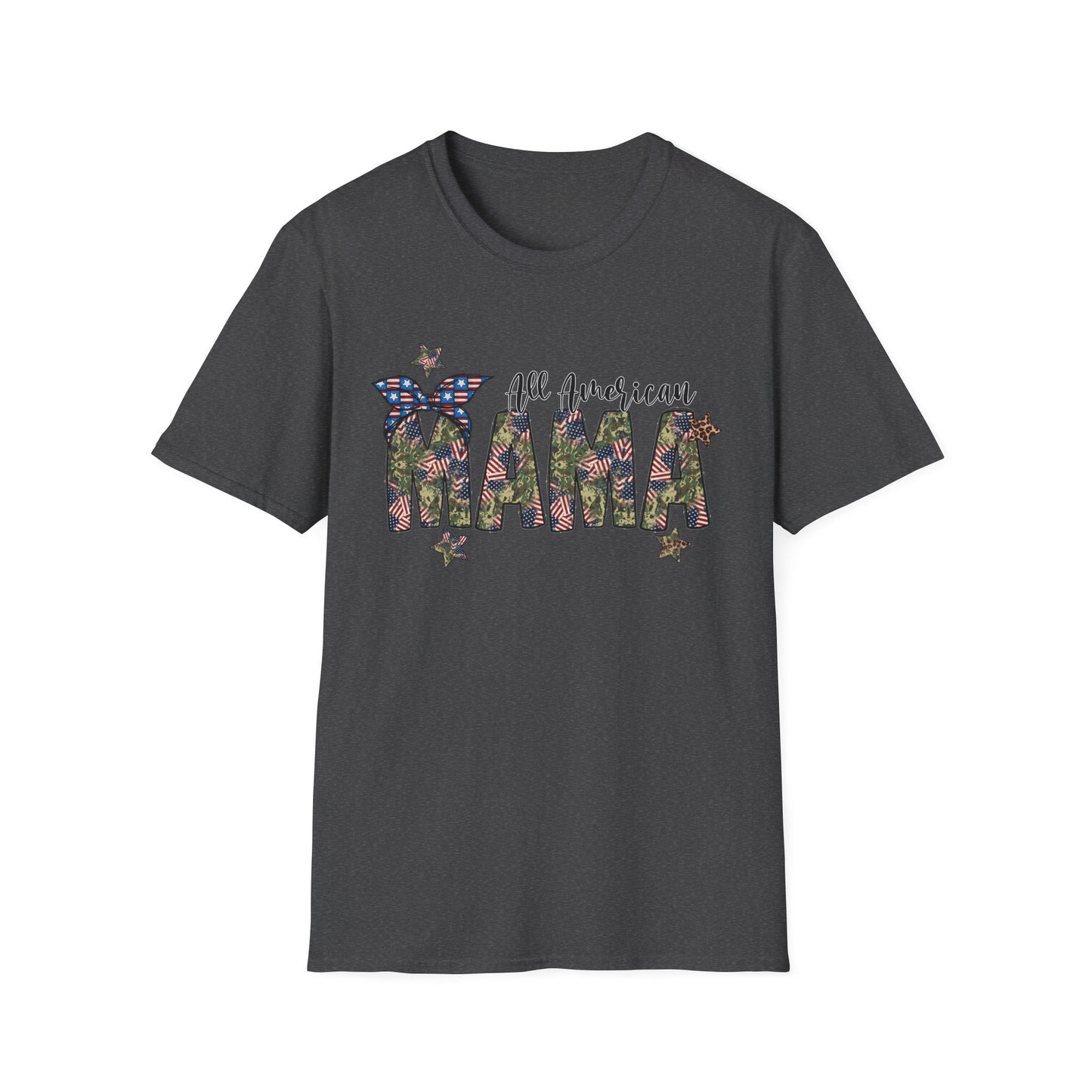 All American Mama T-Shirt — Patriotic Floral USA Mom Tee