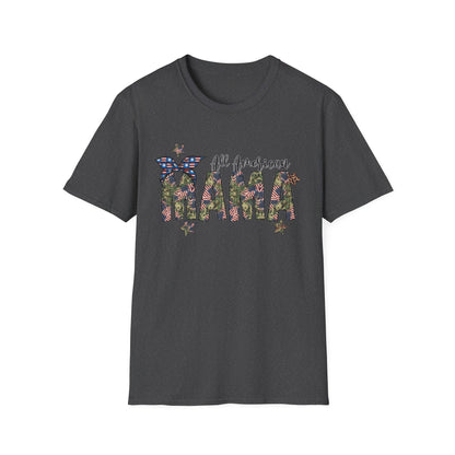 All American Mama T-Shirt — Patriotic Floral USA Mom Tee