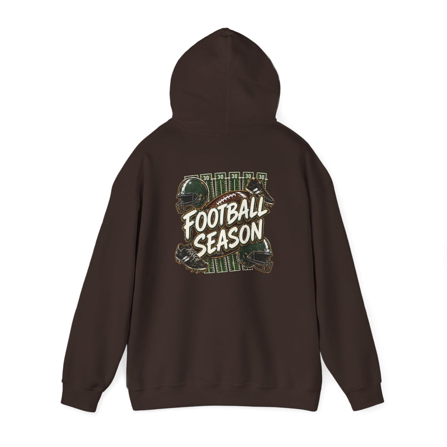 Football Season Hoodie — Vintage Helmets & Plaid Back Graphic