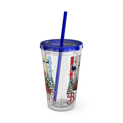 Believe Holiday Tumbler — Christmas Train 16oz Straw Cup