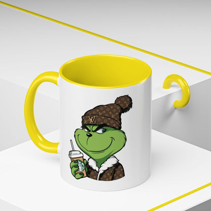 Grinch Luxury Winter Coffee Mug – Designer Beanie & Holiday Drink Cartoon (11/15oz)