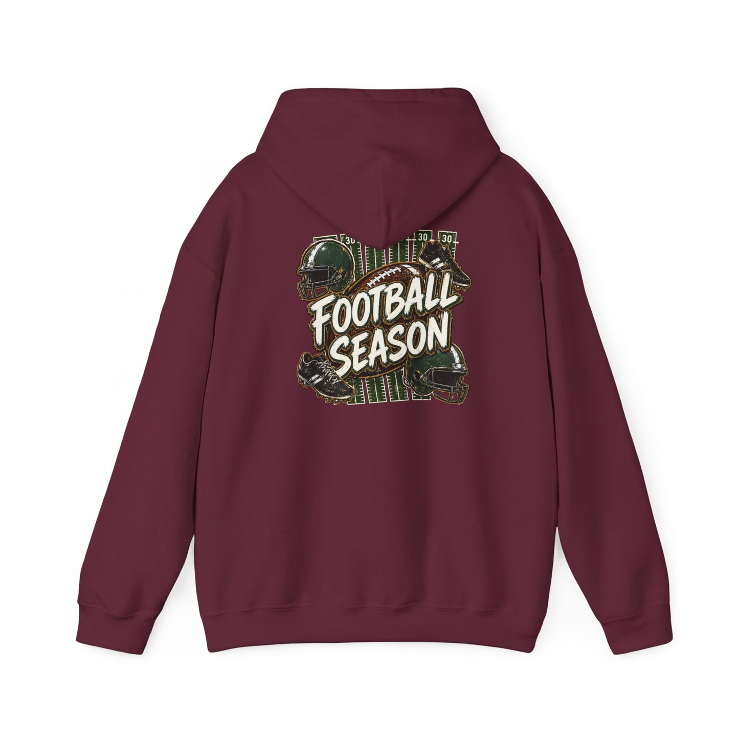 Football Season Hoodie — Vintage Helmets & Plaid Back Graphic