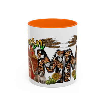 Barn MOM Coffee Mug — Leopard Print Farmhouse Accent Mug (11/15 oz)
