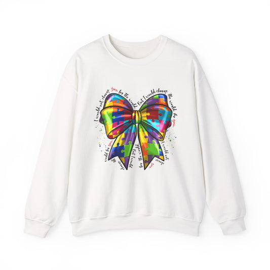 Rainbow Puzzle Bow Sweatshirt — Autism Awareness Crewneck